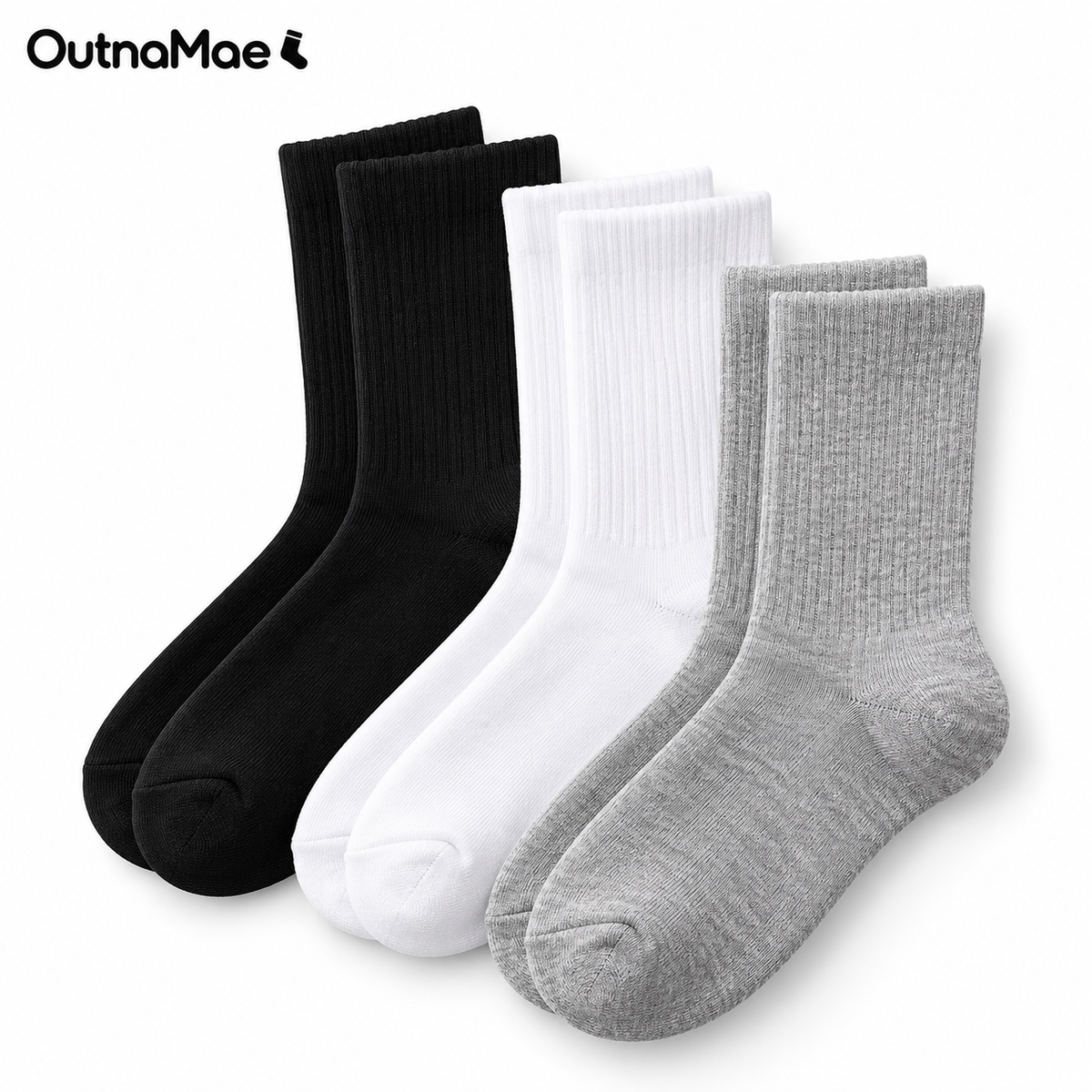 Essential Ribbed Crew Socks Neutral Pack