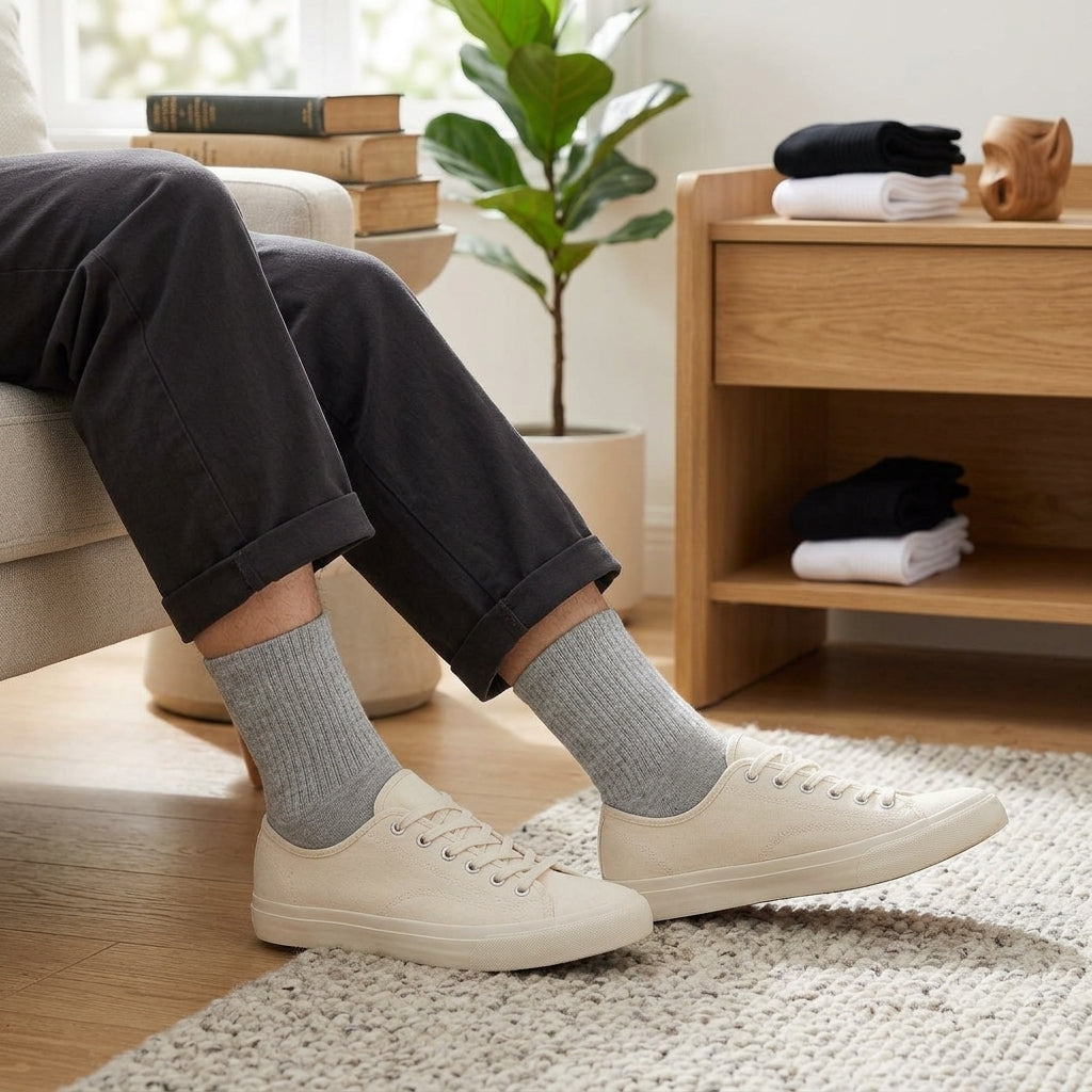 OutnaMae™ Essential Ribbed Crew Socks – 3-Pair Neutral Pack