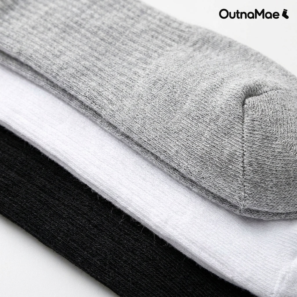 OutnaMae™ Essential Ribbed Crew Socks – 3-Pair Neutral Pack