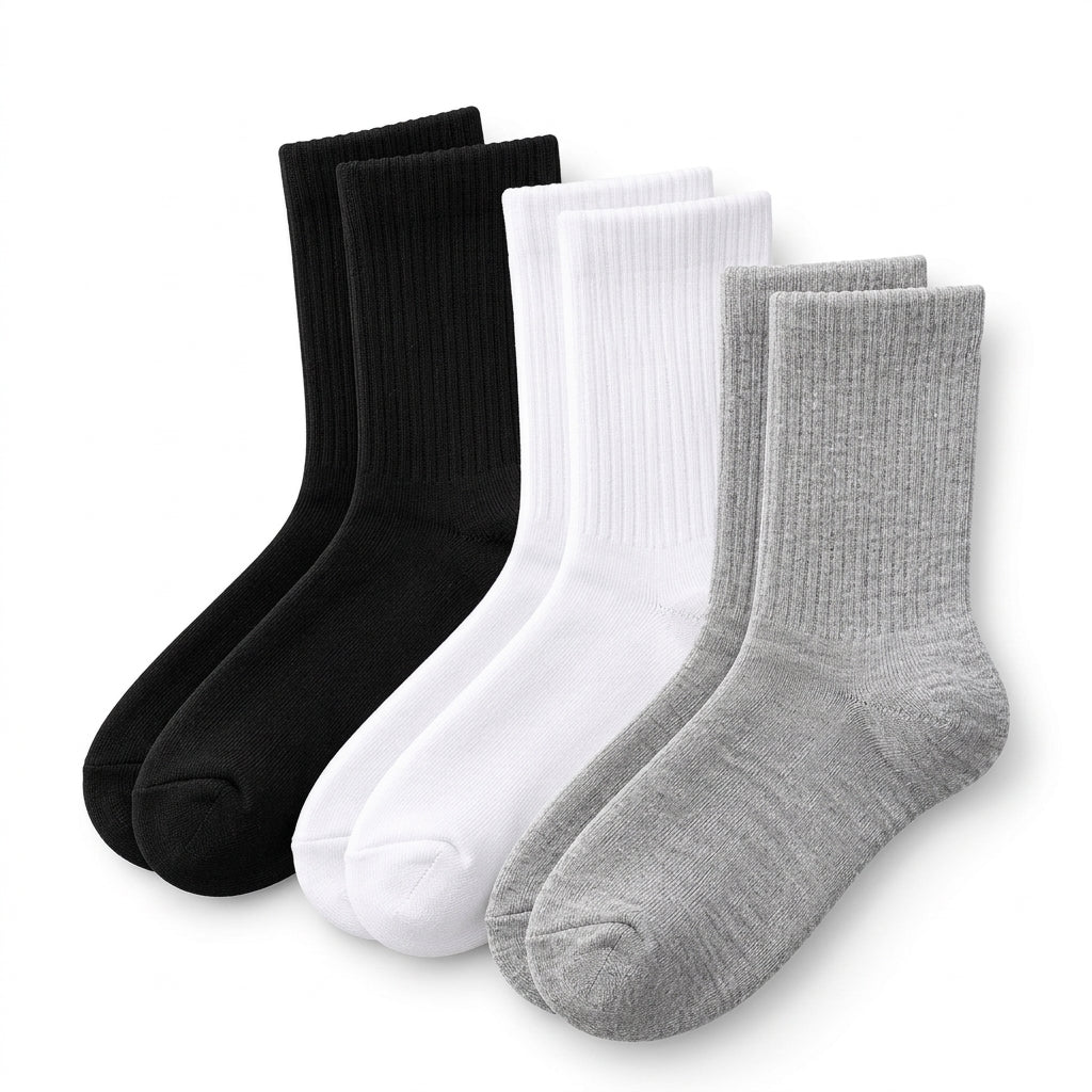 OutnaMae™ Essential Ribbed Crew Socks – 3-Pair Neutral Pack