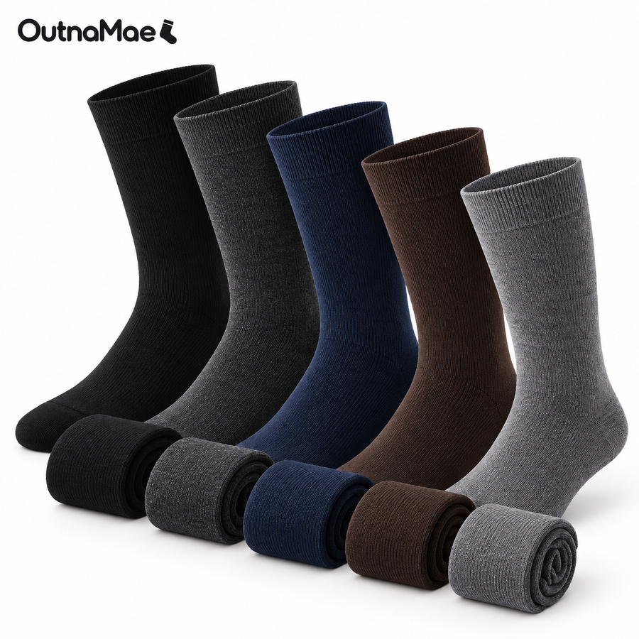OutnaMae™ Classic Solid Crew Socks – 5-Color Pack