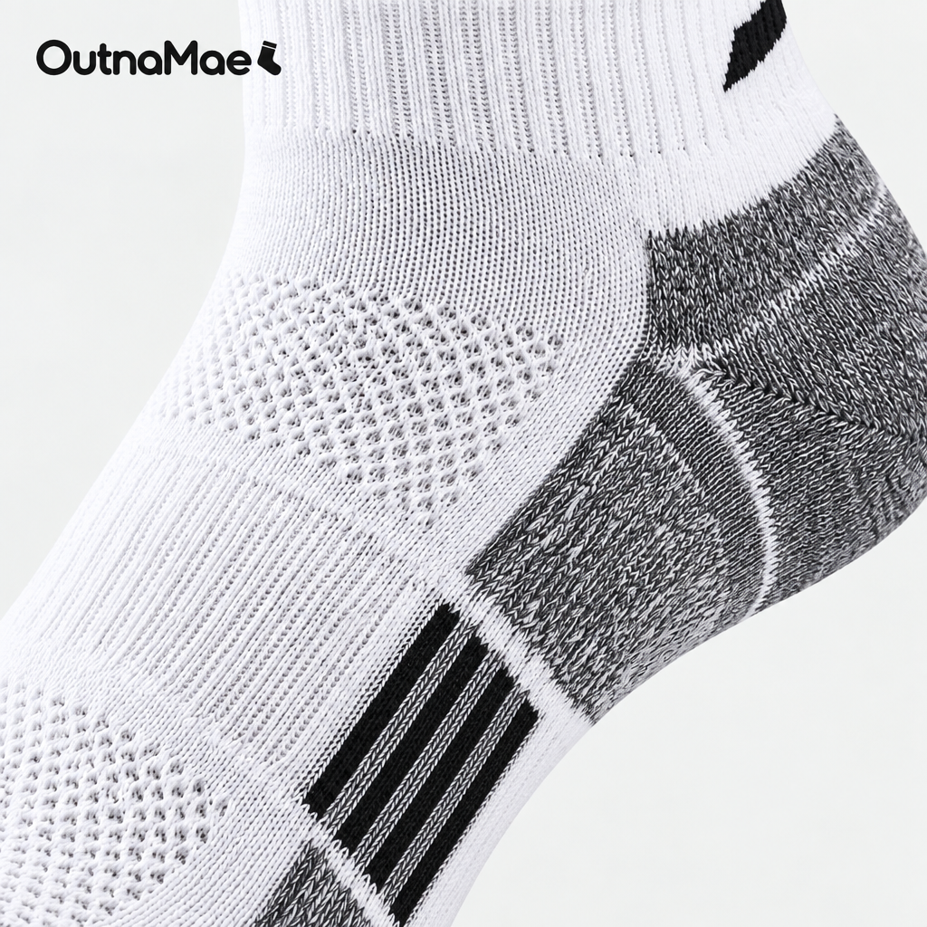 OutnaMae™ Performance Ankle Socks – 4-Pair White & Gray Pack