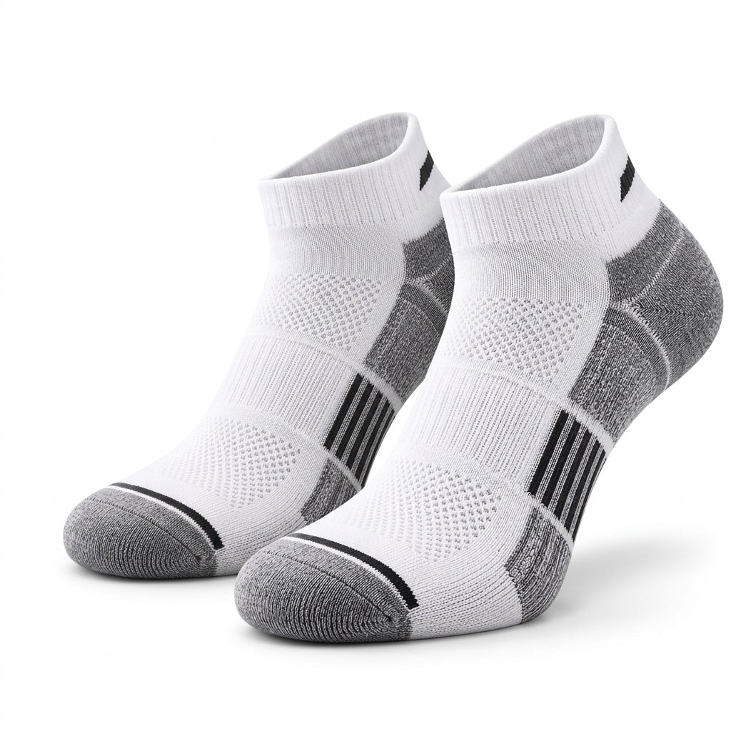 OutnaMae™ Performance Ankle Socks – 4-Pair White & Gray Pack