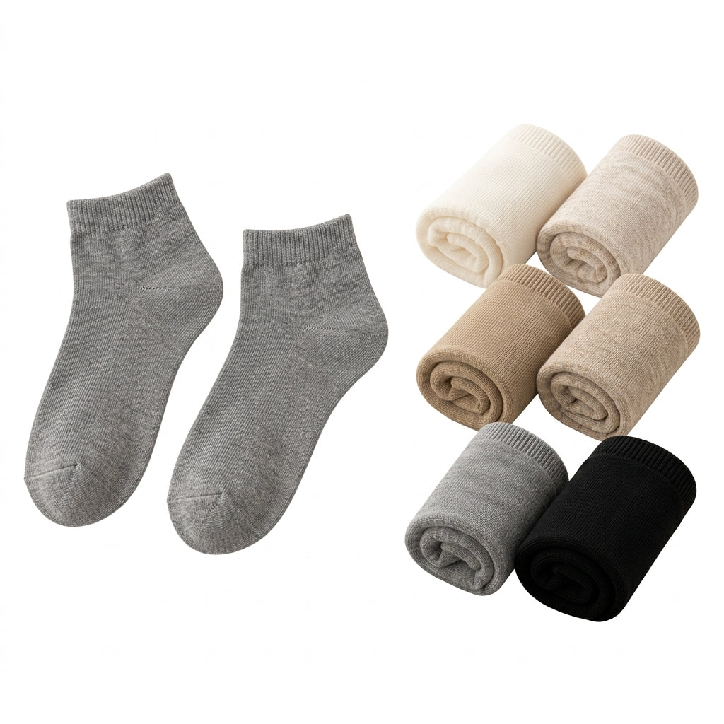 OutnaMae™ Soft Neutral Ankle Socks – 5-Color Pack