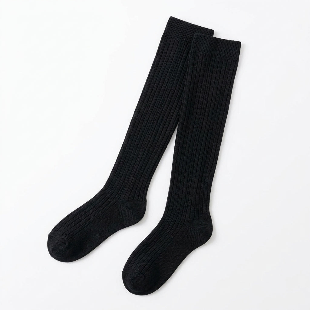 Black ribbed over-the-knee socks product view